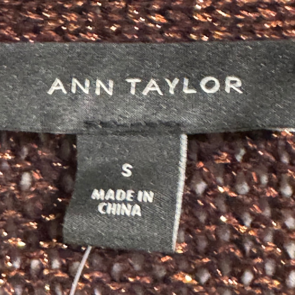 Ann Taylor Cardigan Sweater S NWT Bronze Metallic Office Siren Shimmer Knit Boho - Picture 7 of 9